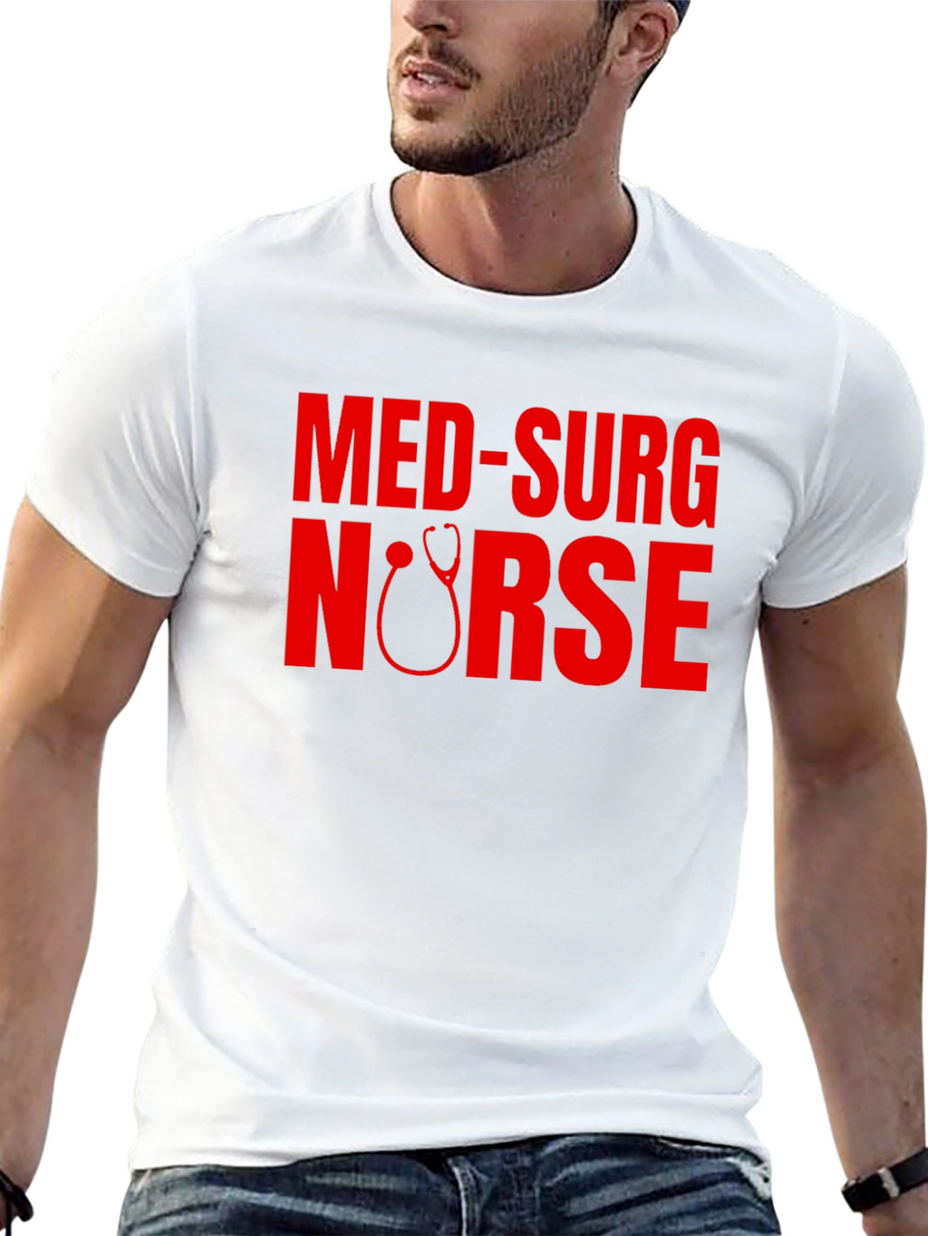 Med-Surg Nurse Stethoscope Graphic Tee - Black