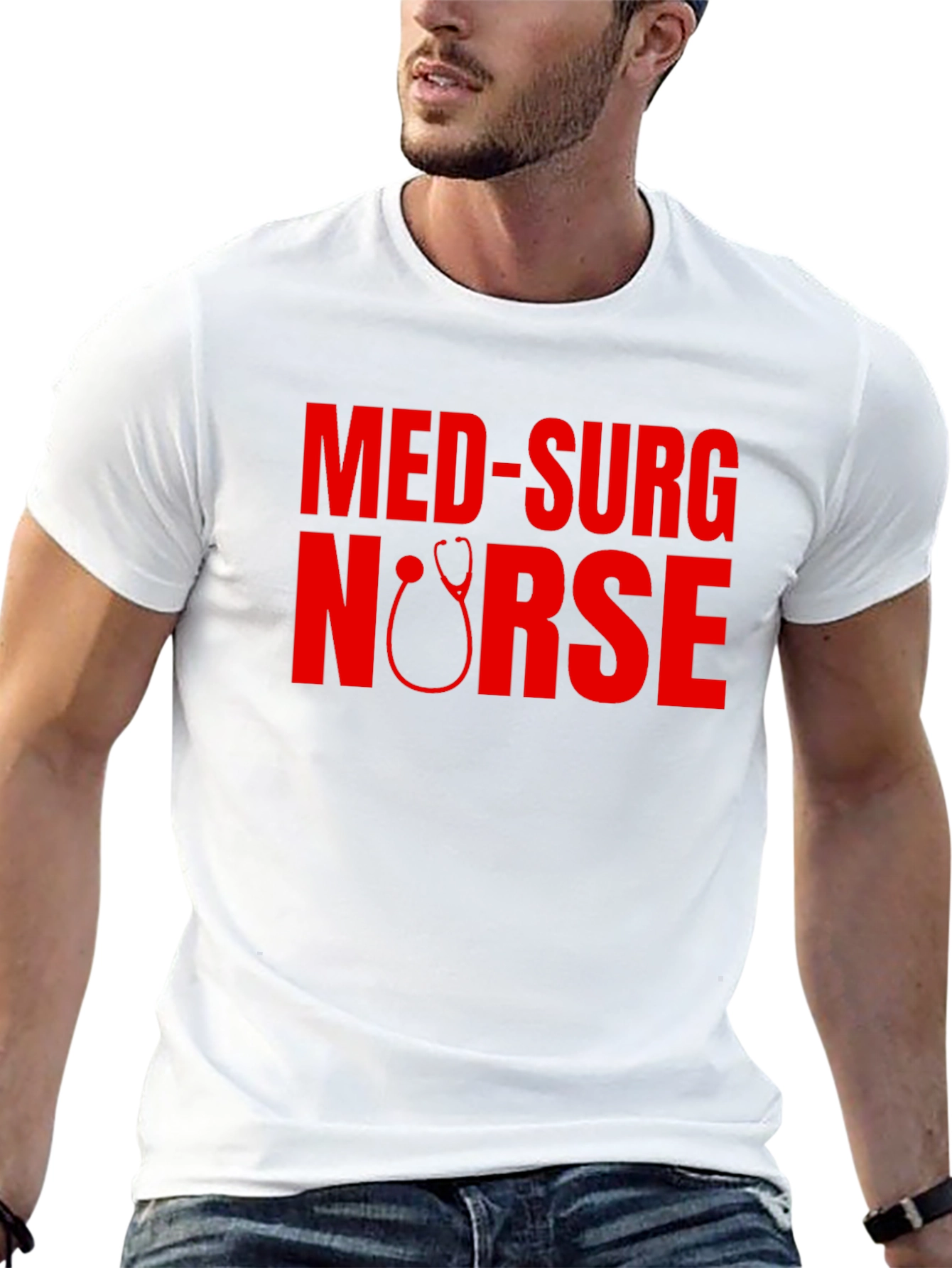 Med-Surg Nurse Stethoscope Graphic Tee - Black