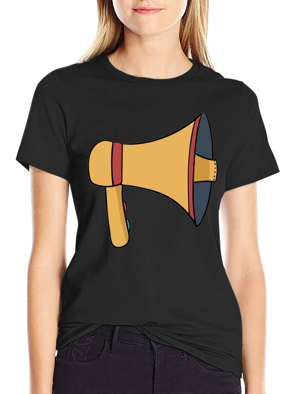 Megaphone Graphic Tee - Black Cotton T-Shirt