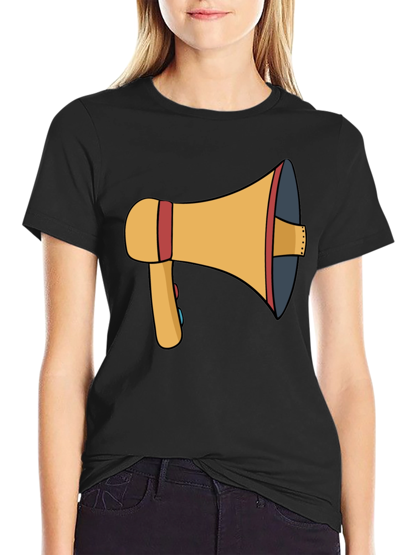 Megaphone Graphic Tee - Black Cotton T-Shirt