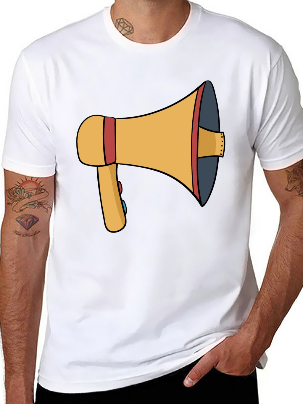 Megaphone Graphic Tee - Black Cotton T-Shirt