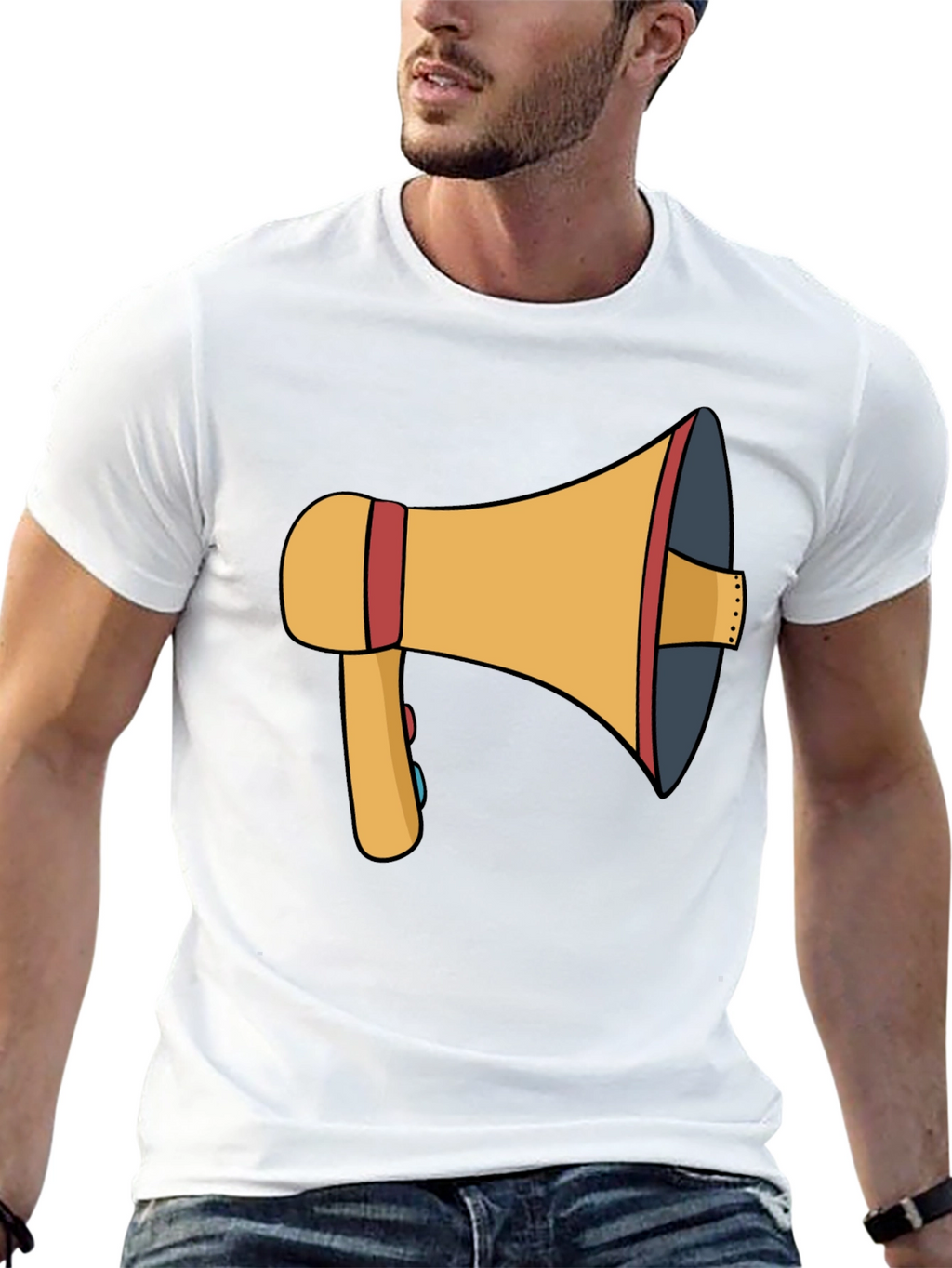 Megaphone Graphic Tee - Black Cotton T-Shirt