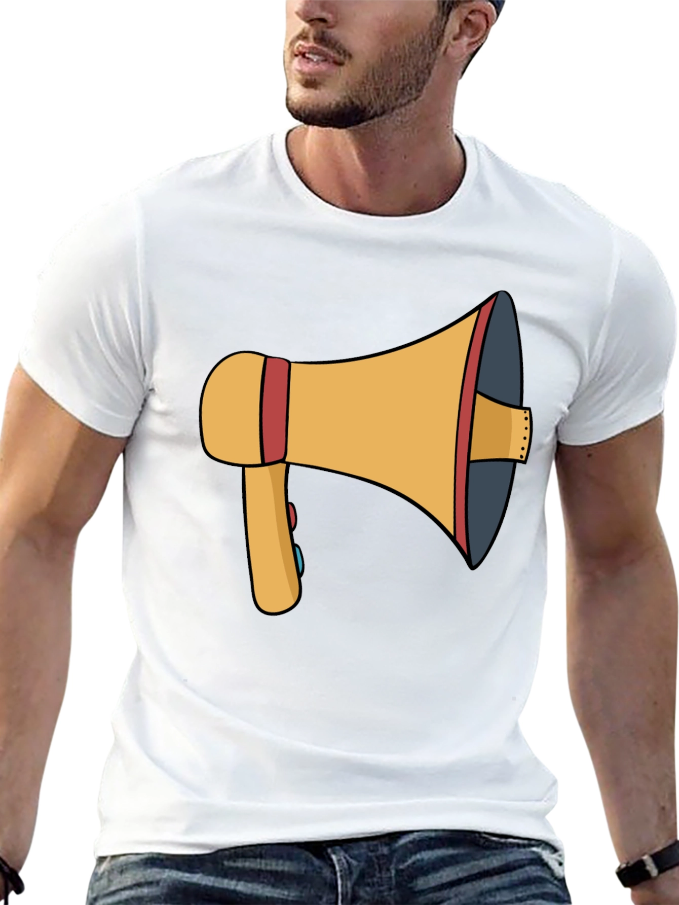 Megaphone Graphic Tee - Black Cotton T-Shirt