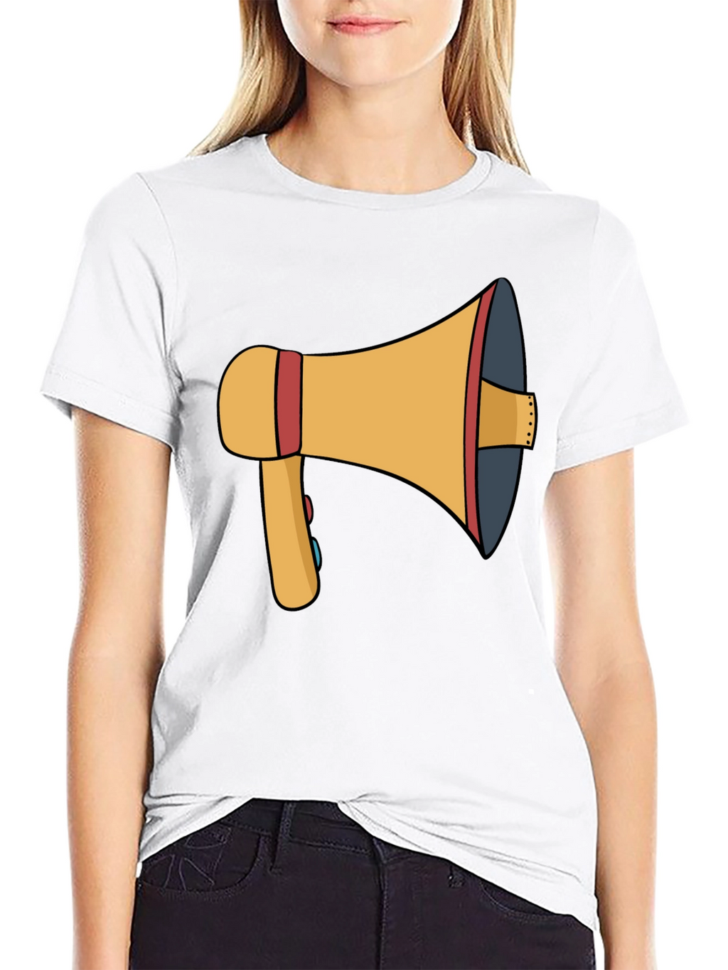 Megaphone Graphic Tee - Black Cotton T-Shirt