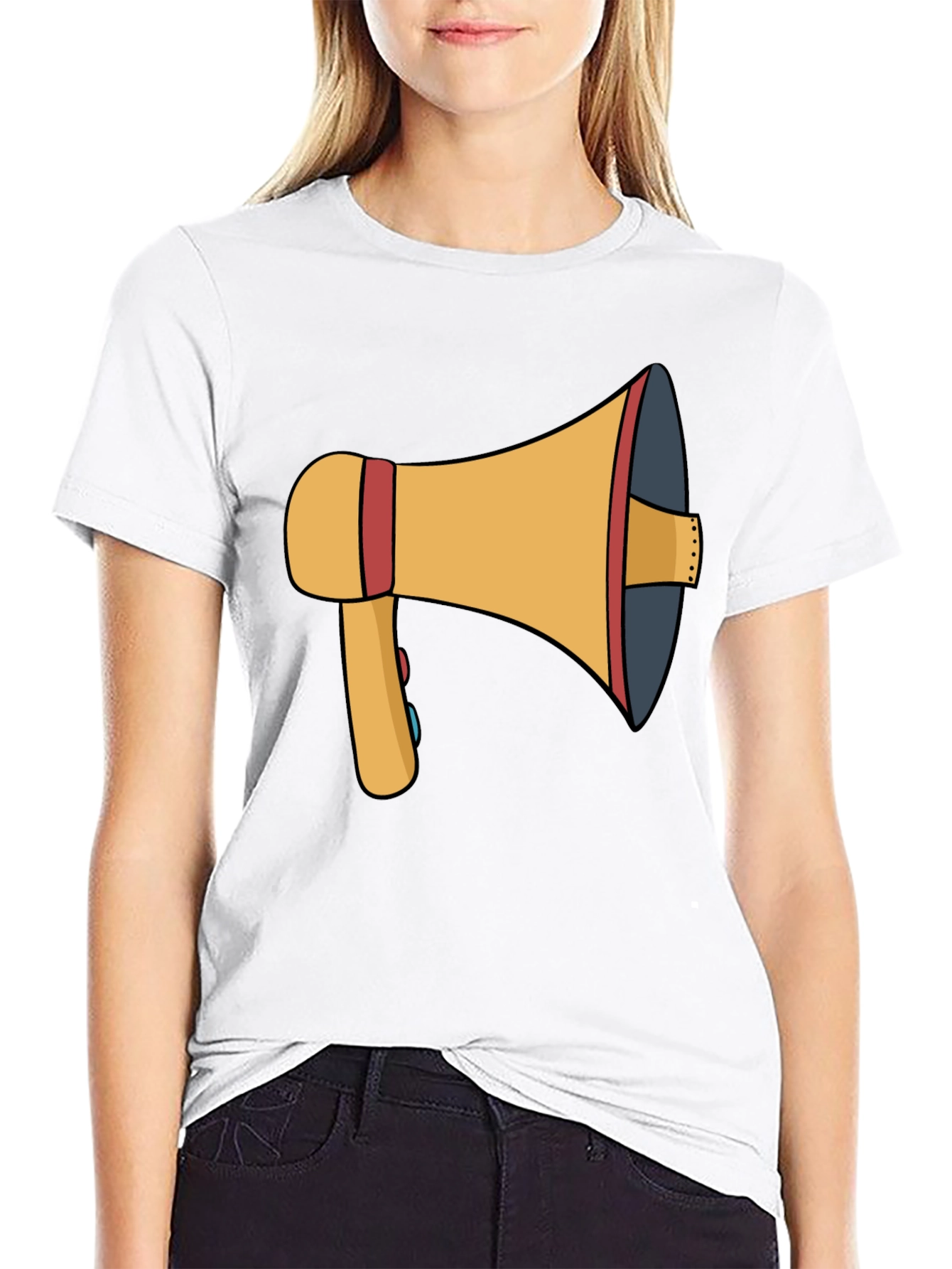 Megaphone Graphic Tee - Black Cotton T-Shirt