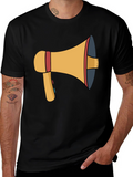 Megaphone Graphic Tee - Black Cotton T-Shirt