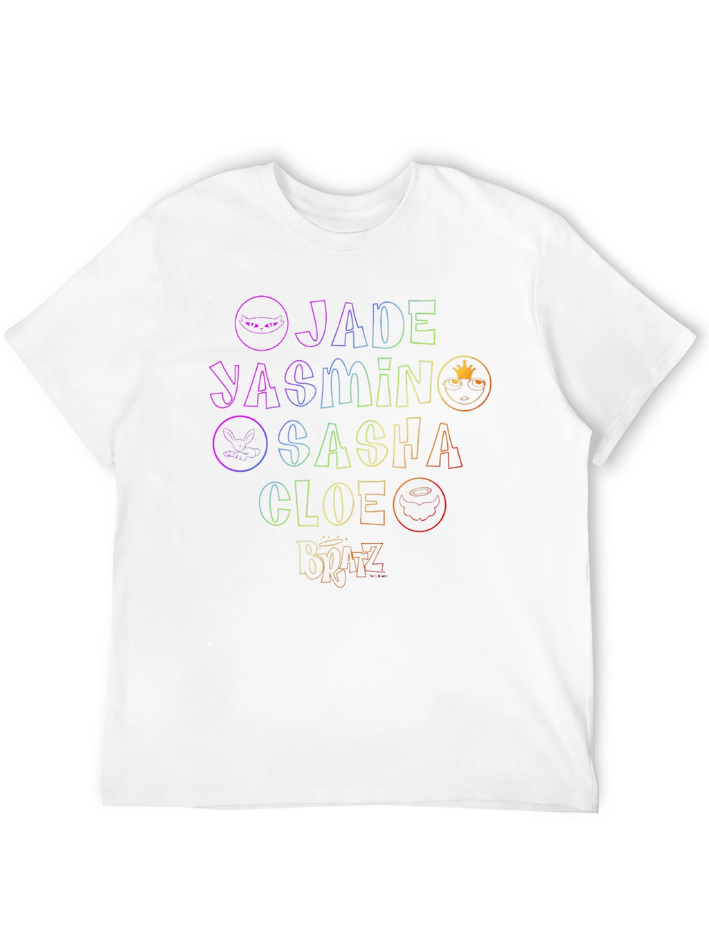 Bratz Names Rainbow Outline Black T-Shirt