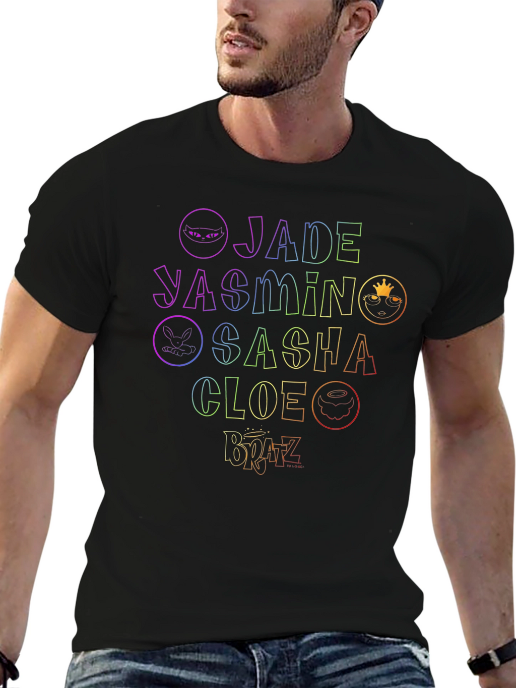 Bratz Names Rainbow Outline Black T-Shirt