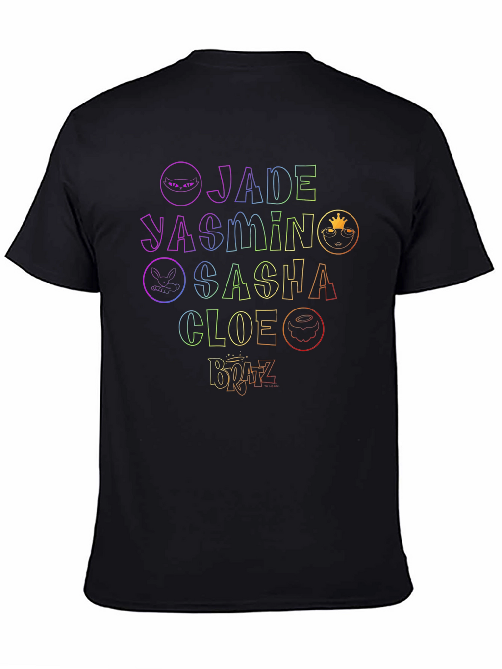 Bratz Names Rainbow Outline Black T-Shirt
