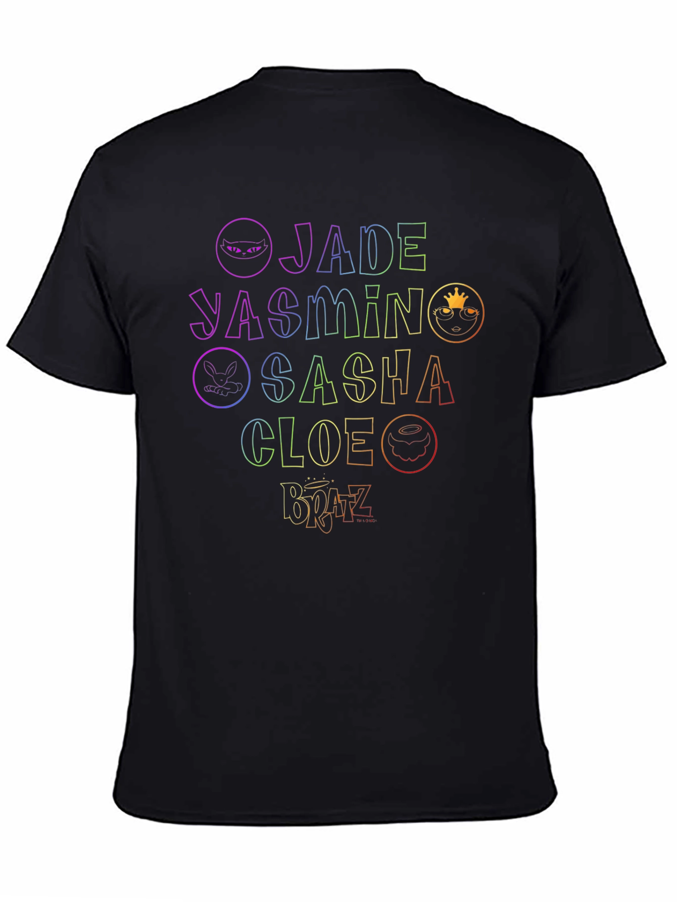 Bratz Names Rainbow Outline Black T-Shirt