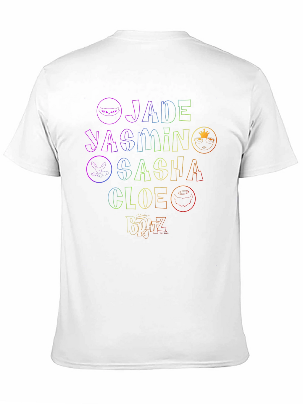 Bratz Names Rainbow Outline Black T-Shirt