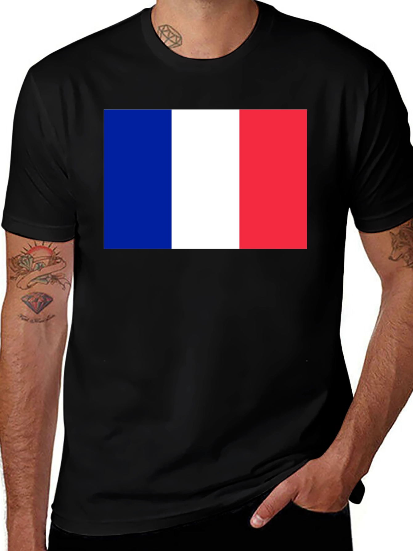 French Flag Graphic T-Shirt - Black