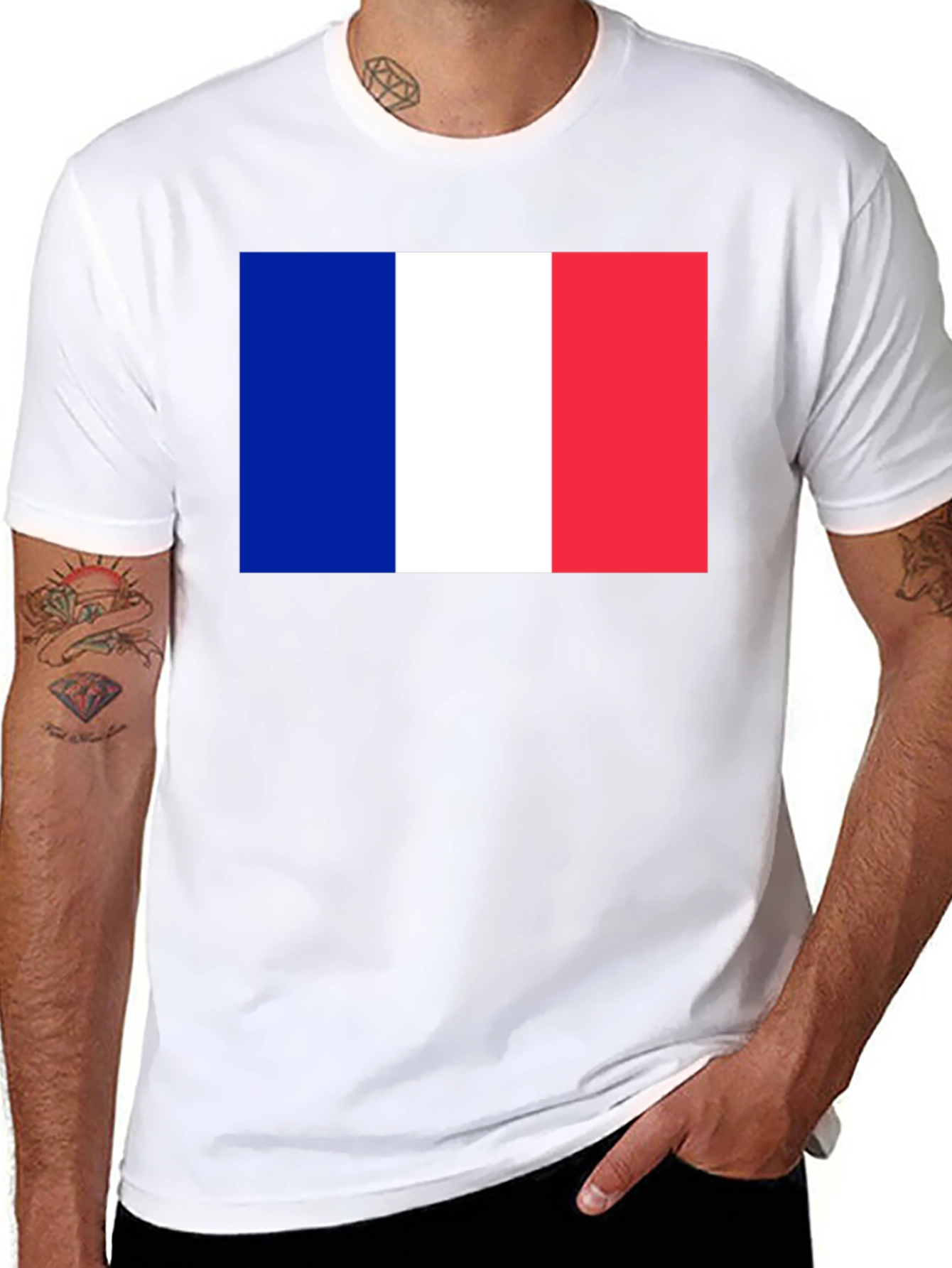 French Flag Graphic T-Shirt - Black