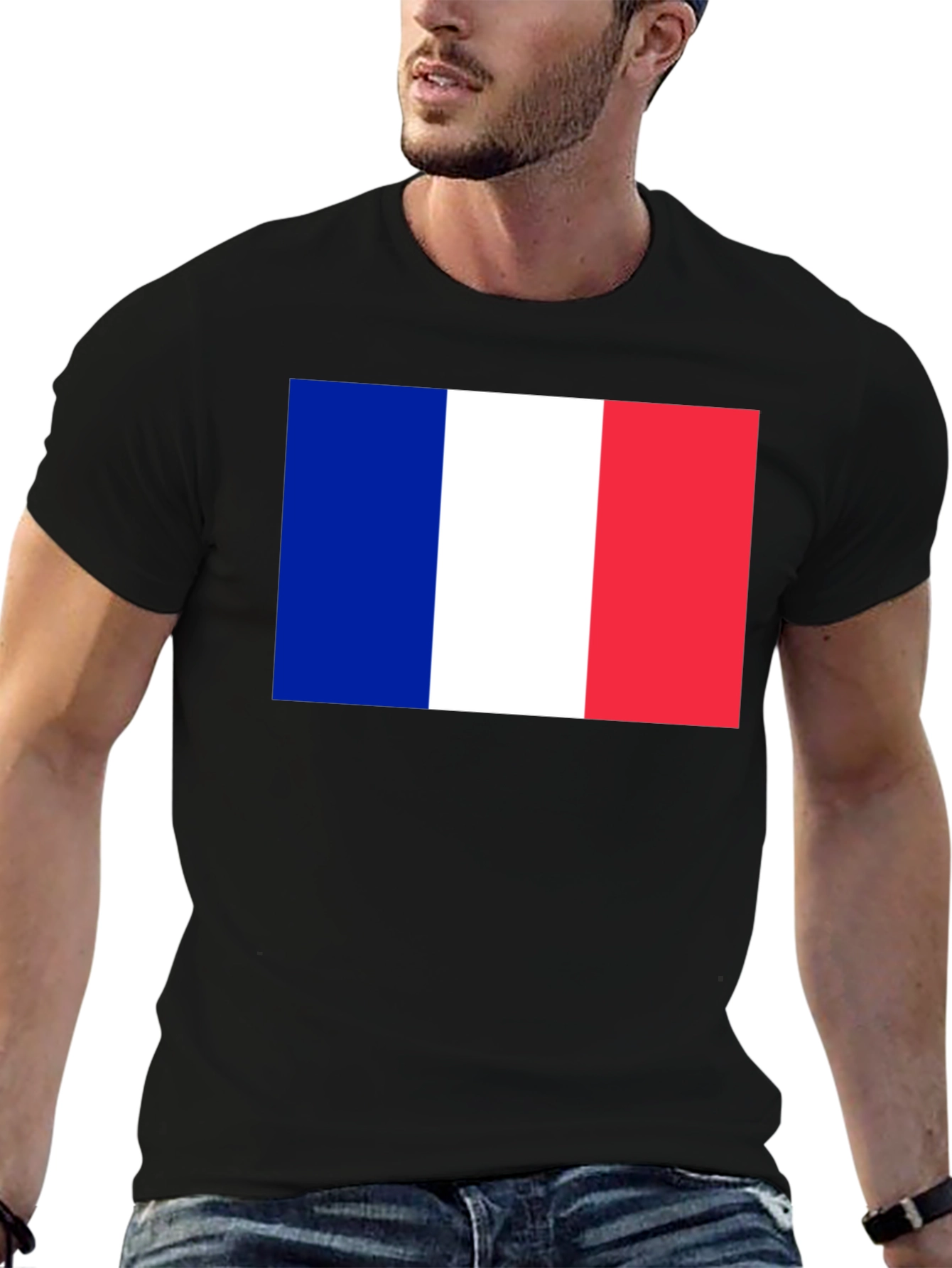 French Flag Graphic T-Shirt - Black
