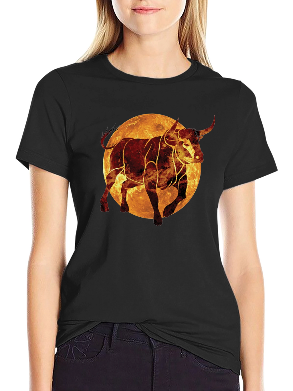 Fiery Bull Graphic Tee - Black