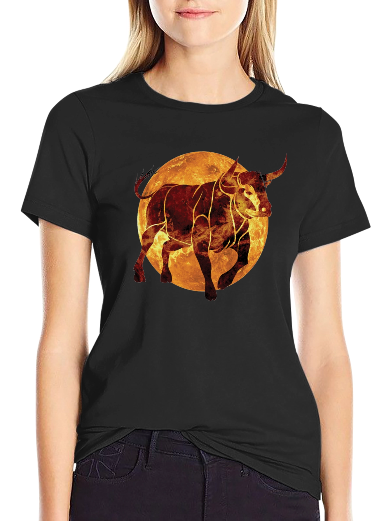 Fiery Bull Graphic Tee - Black