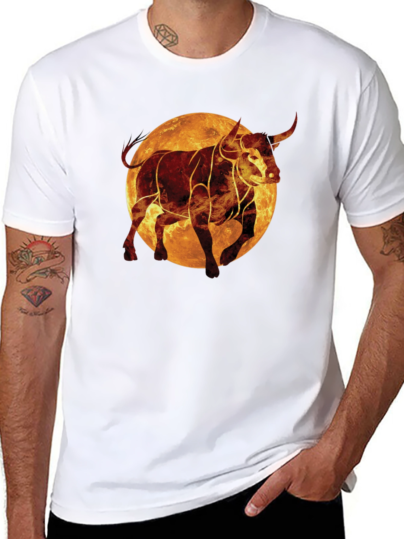 Fiery Bull Graphic Tee - Black