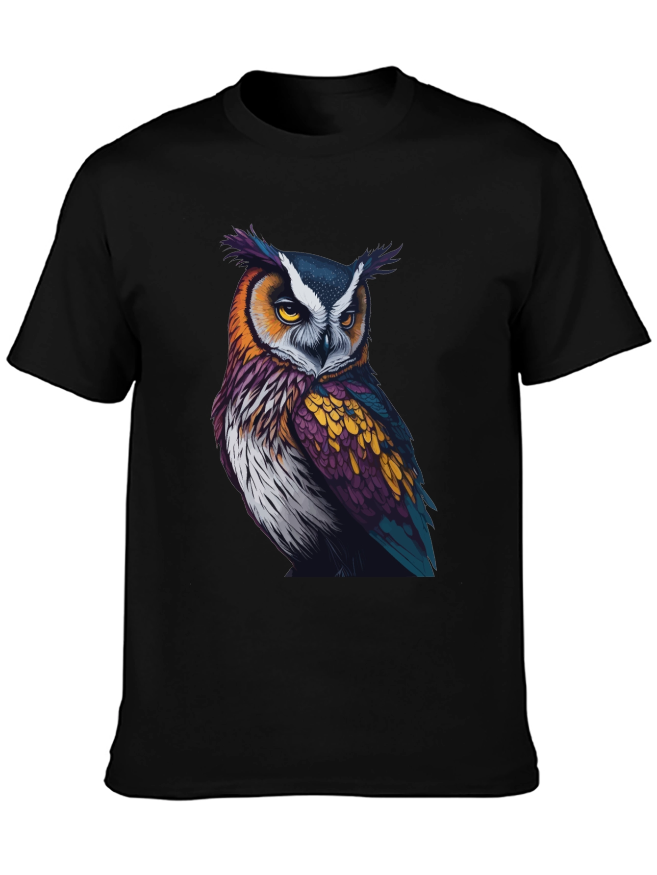 Owl Graphic Tee - Unique Colorful Bird Design