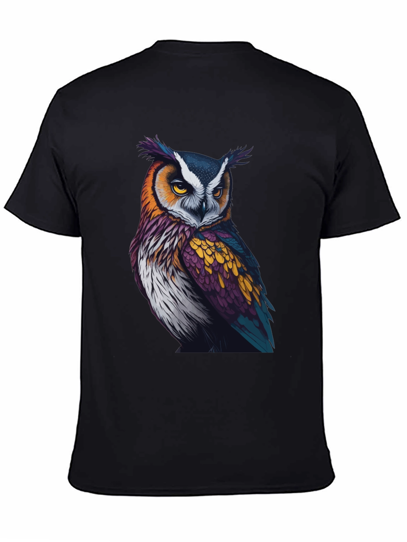 Owl Graphic Tee - Unique Colorful Bird Design