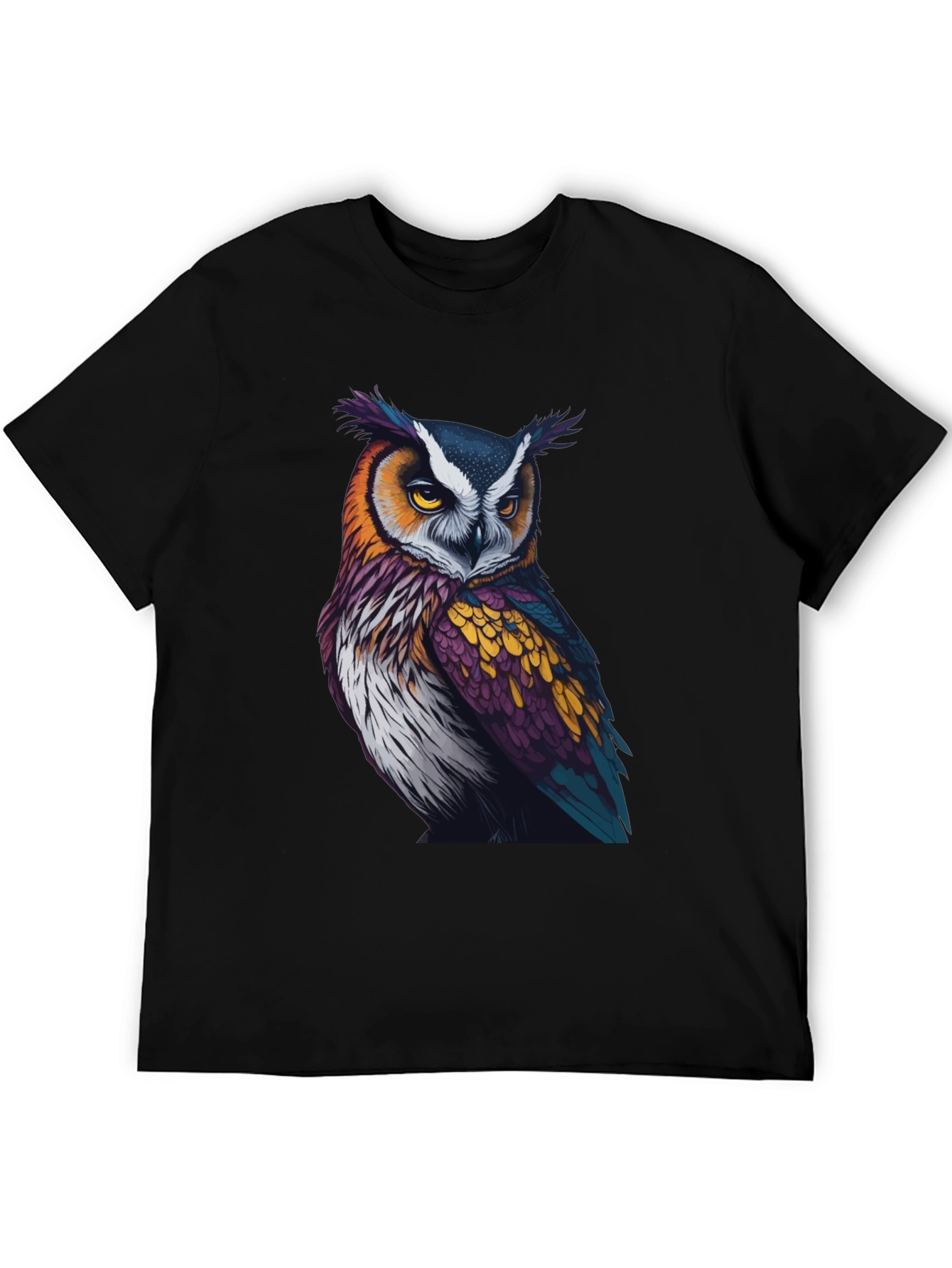 Owl Graphic Tee - Unique Colorful Bird Design