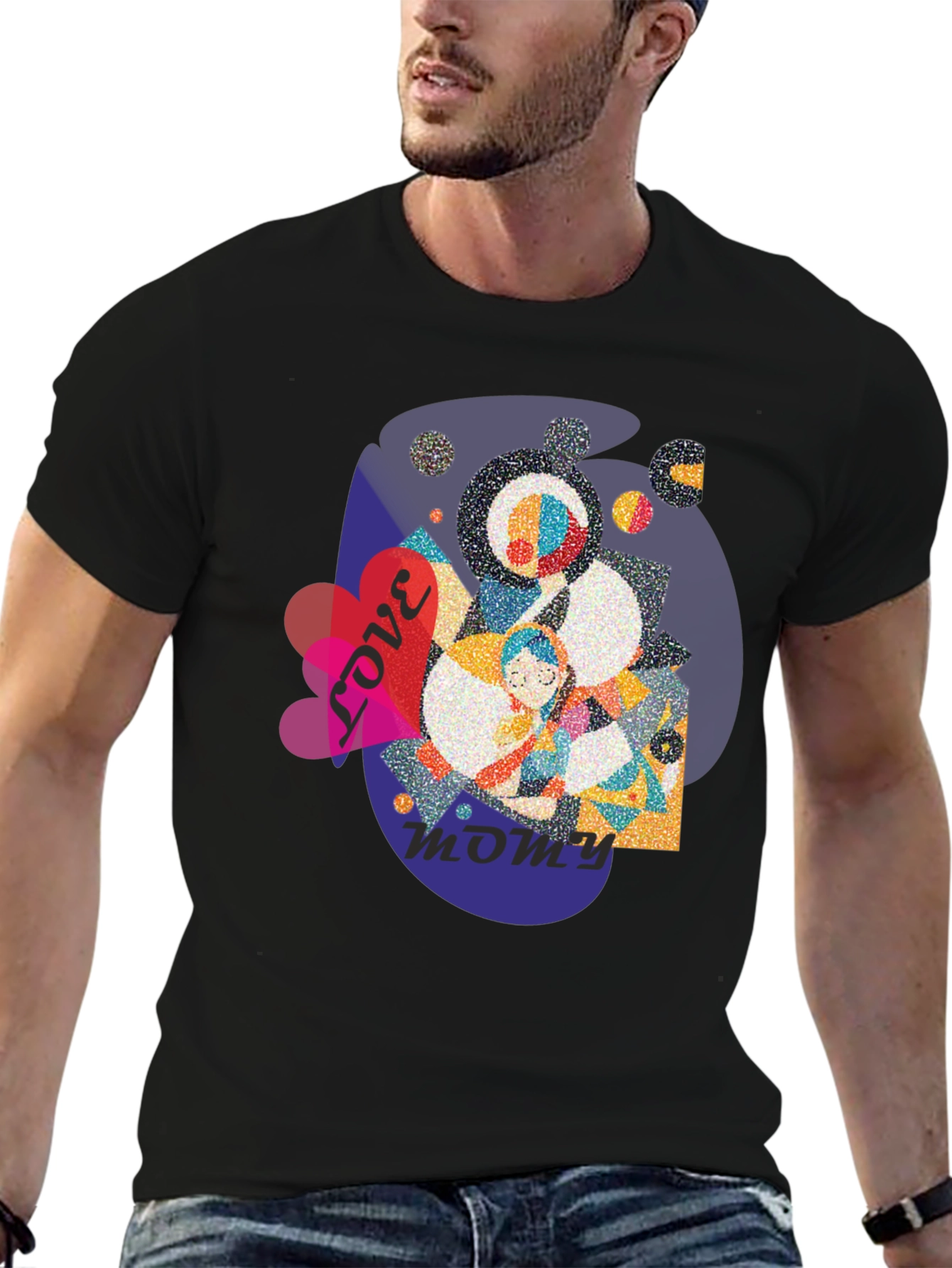 Love You Mommy Black T-Shirt Graphic Tee
