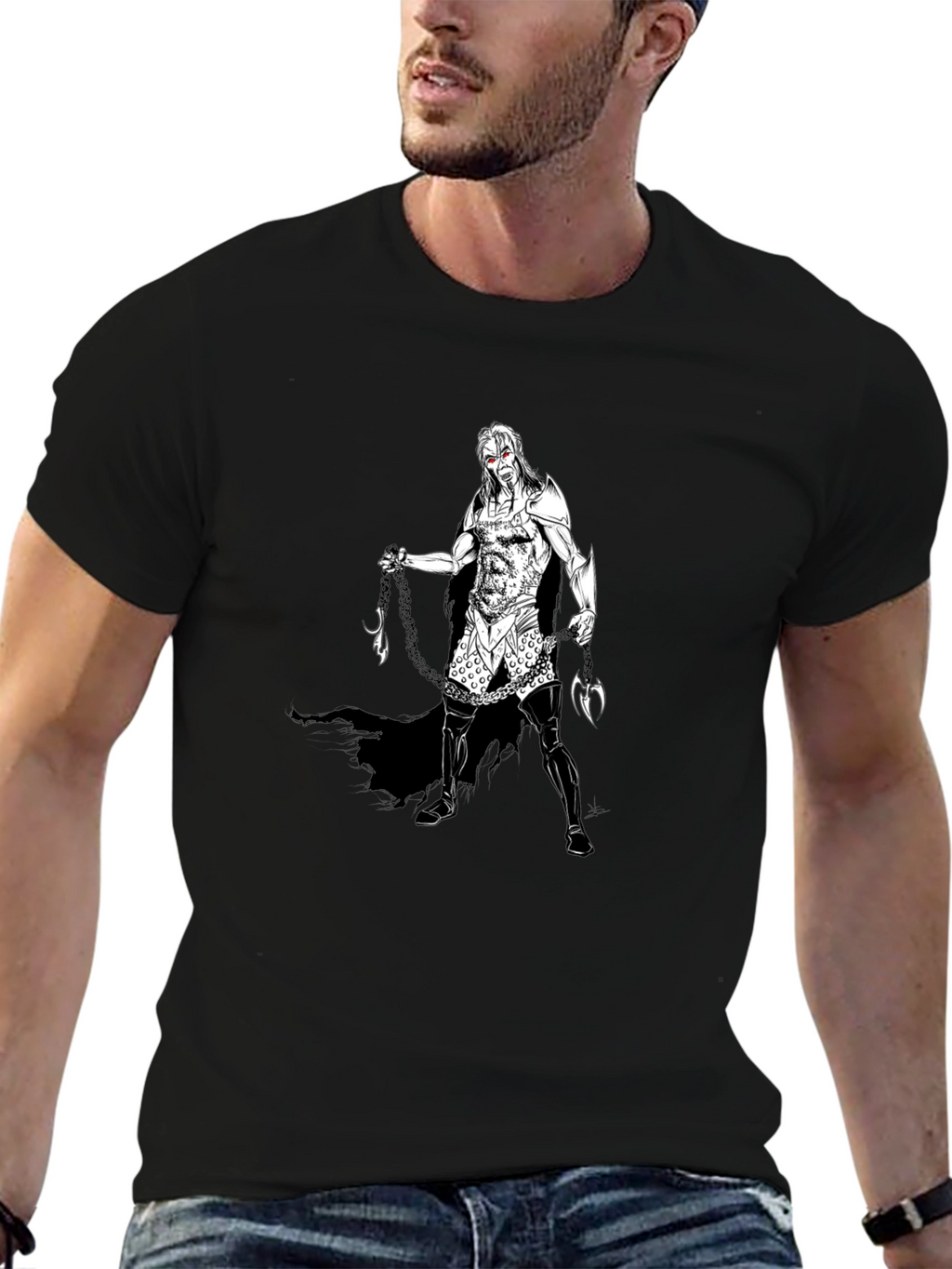 Warrior Graphic Tee - Black Cotton