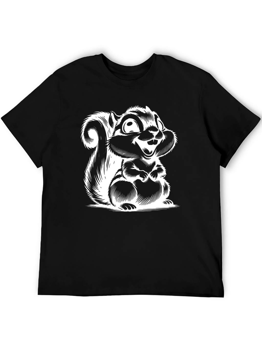 Black T-Shirt with Squirrel Graphic