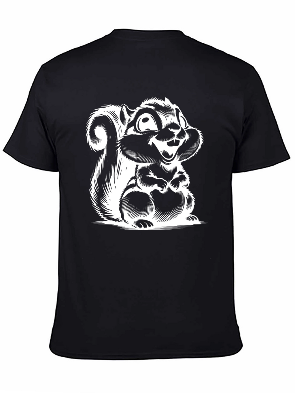 Black T-Shirt with Squirrel Graphic