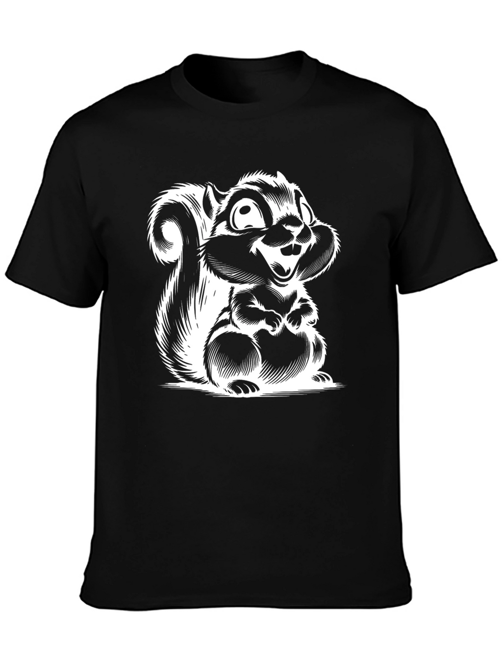 Black T-Shirt with Squirrel Graphic