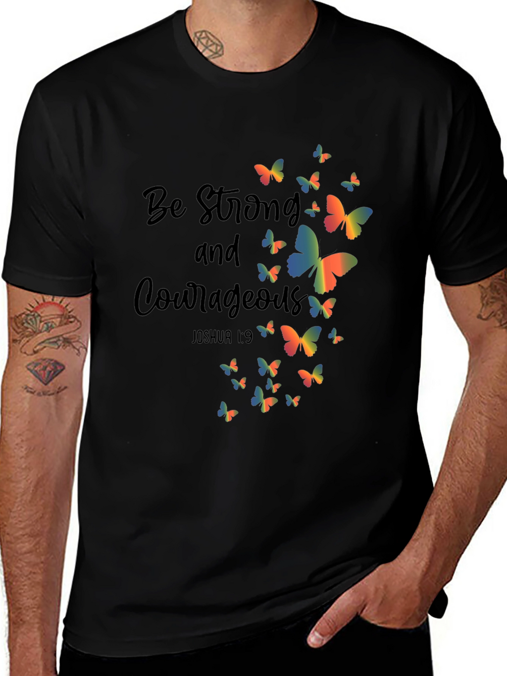 Be Strong & Courageous Butterfly Graphic Tee