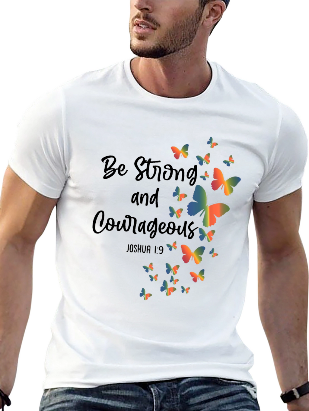 Be Strong & Courageous Butterfly Graphic Tee