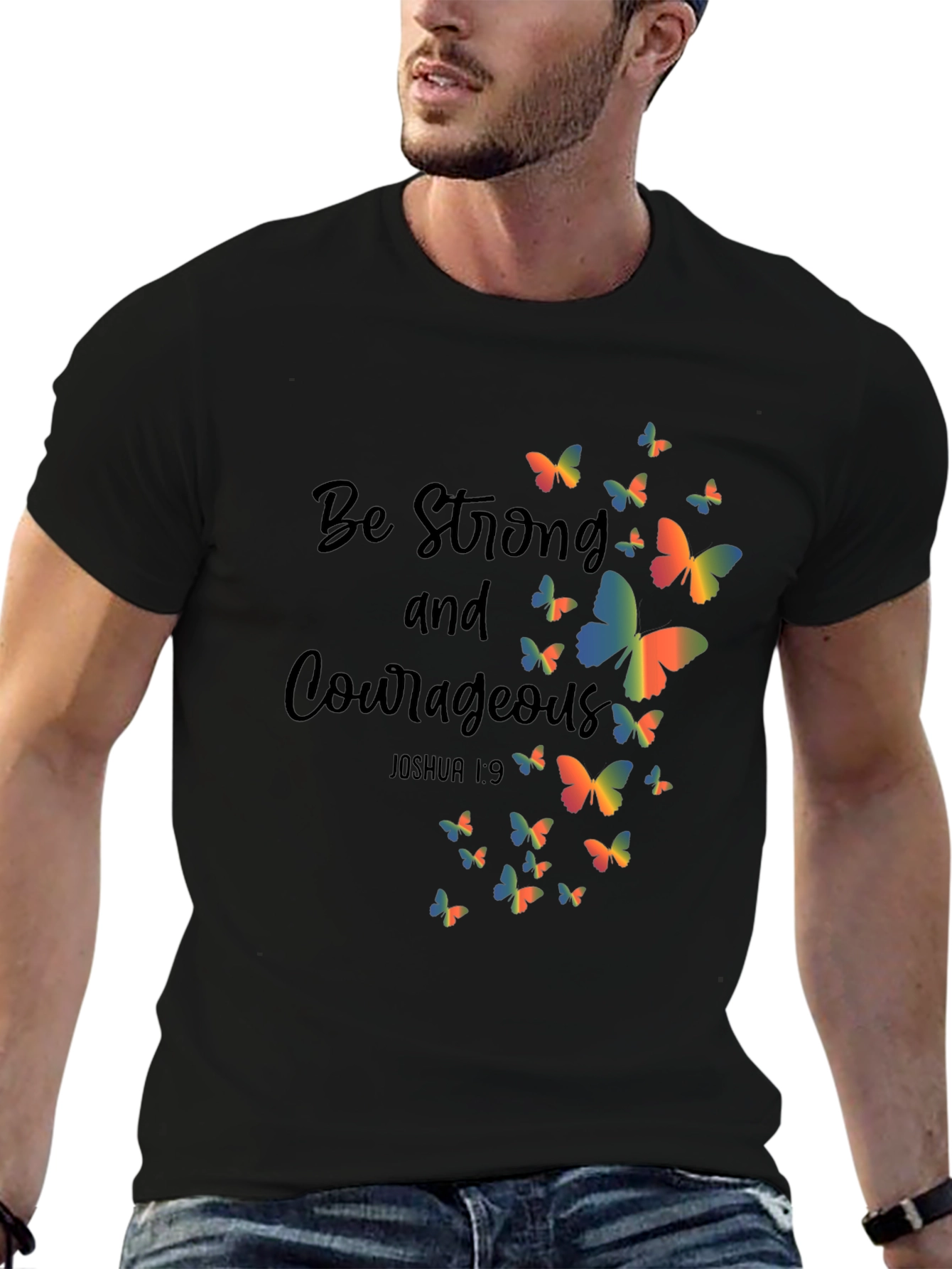 Be Strong & Courageous Butterfly Graphic Tee
