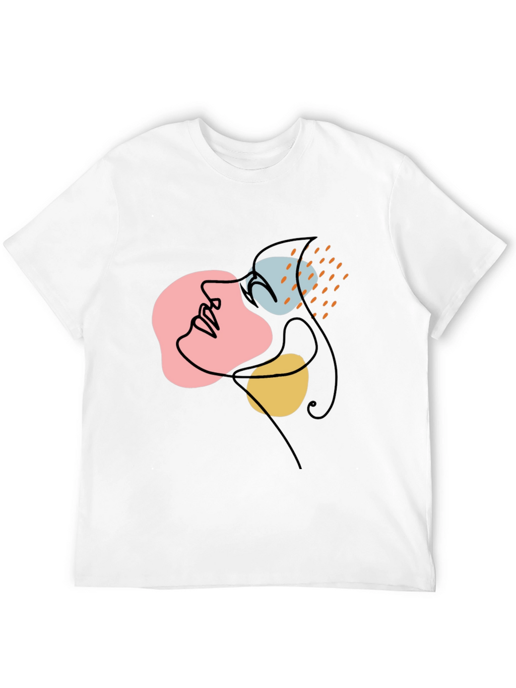 Abstract Face Line Art Black Graphic Tee