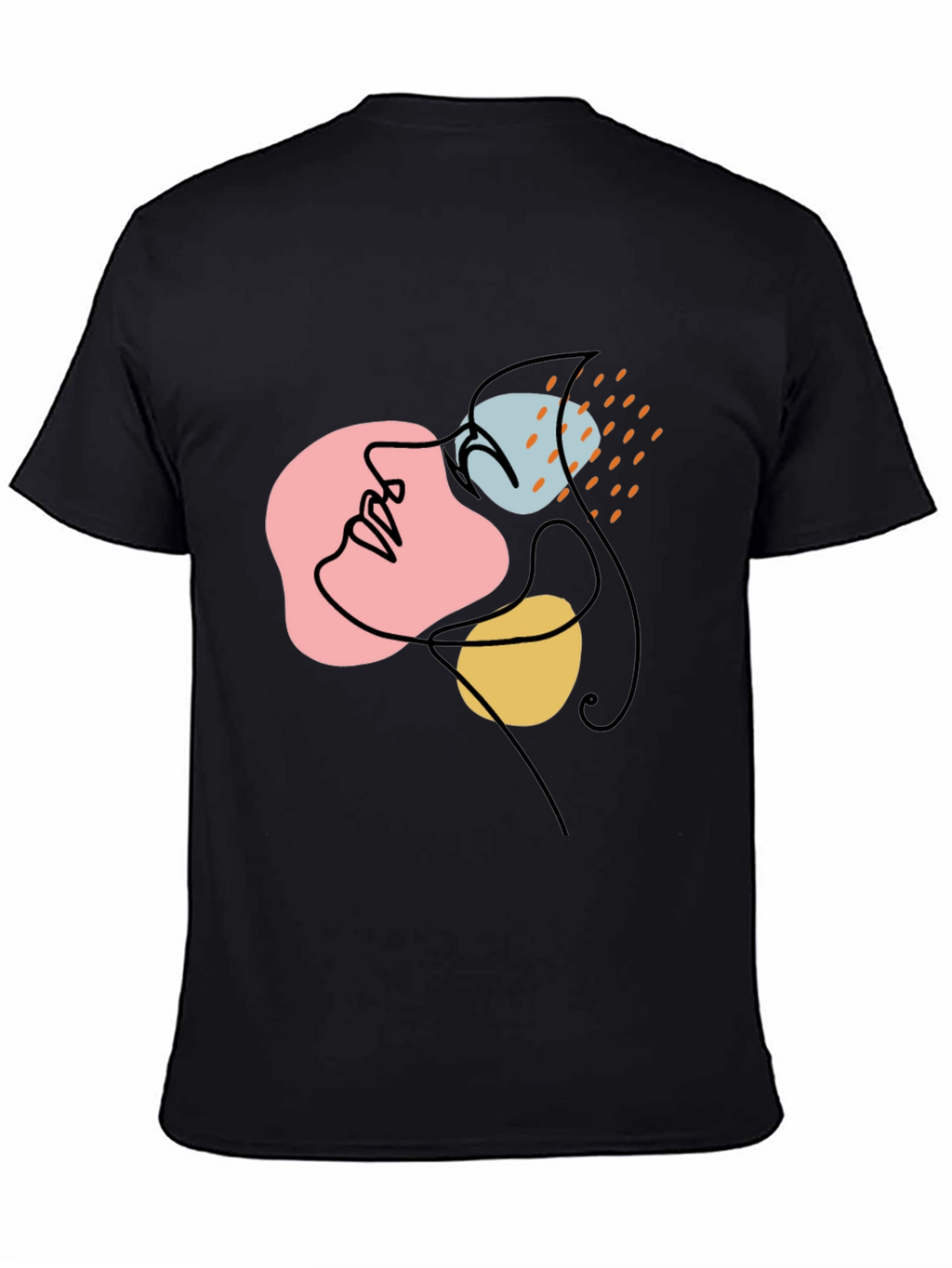 Abstract Face Line Art Black Graphic Tee