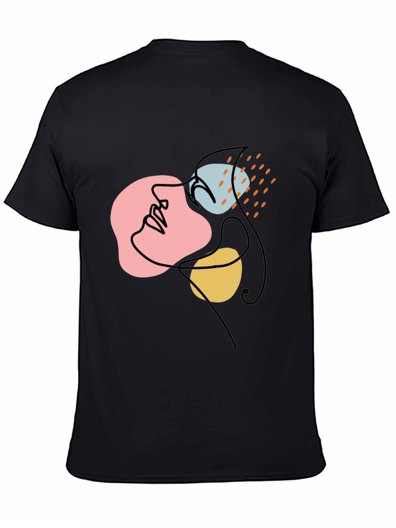 Abstract Face Line Art Black Graphic Tee