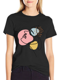 Abstract Face Line Art Black Graphic Tee