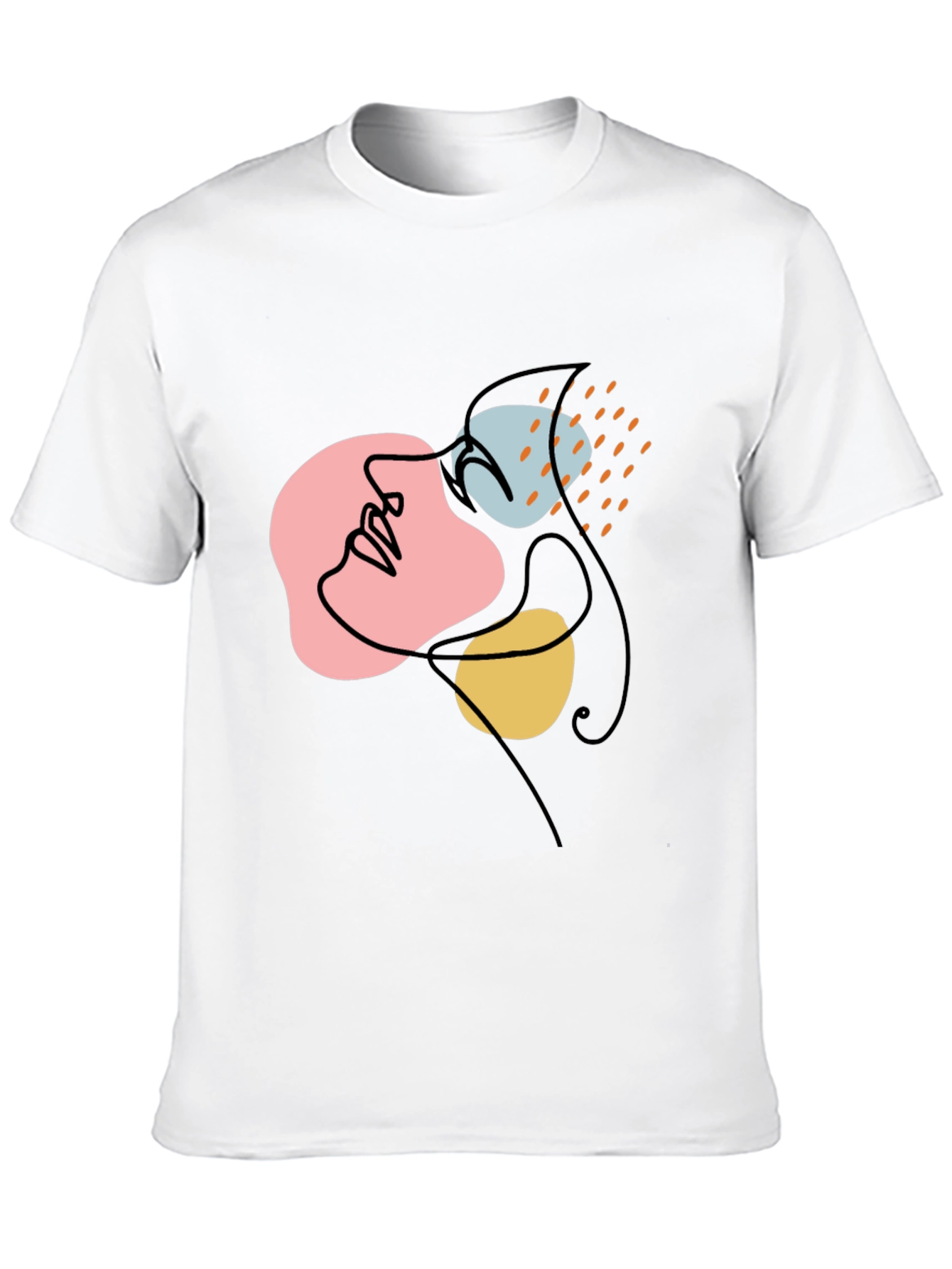 Abstract Face Line Art Black Graphic Tee