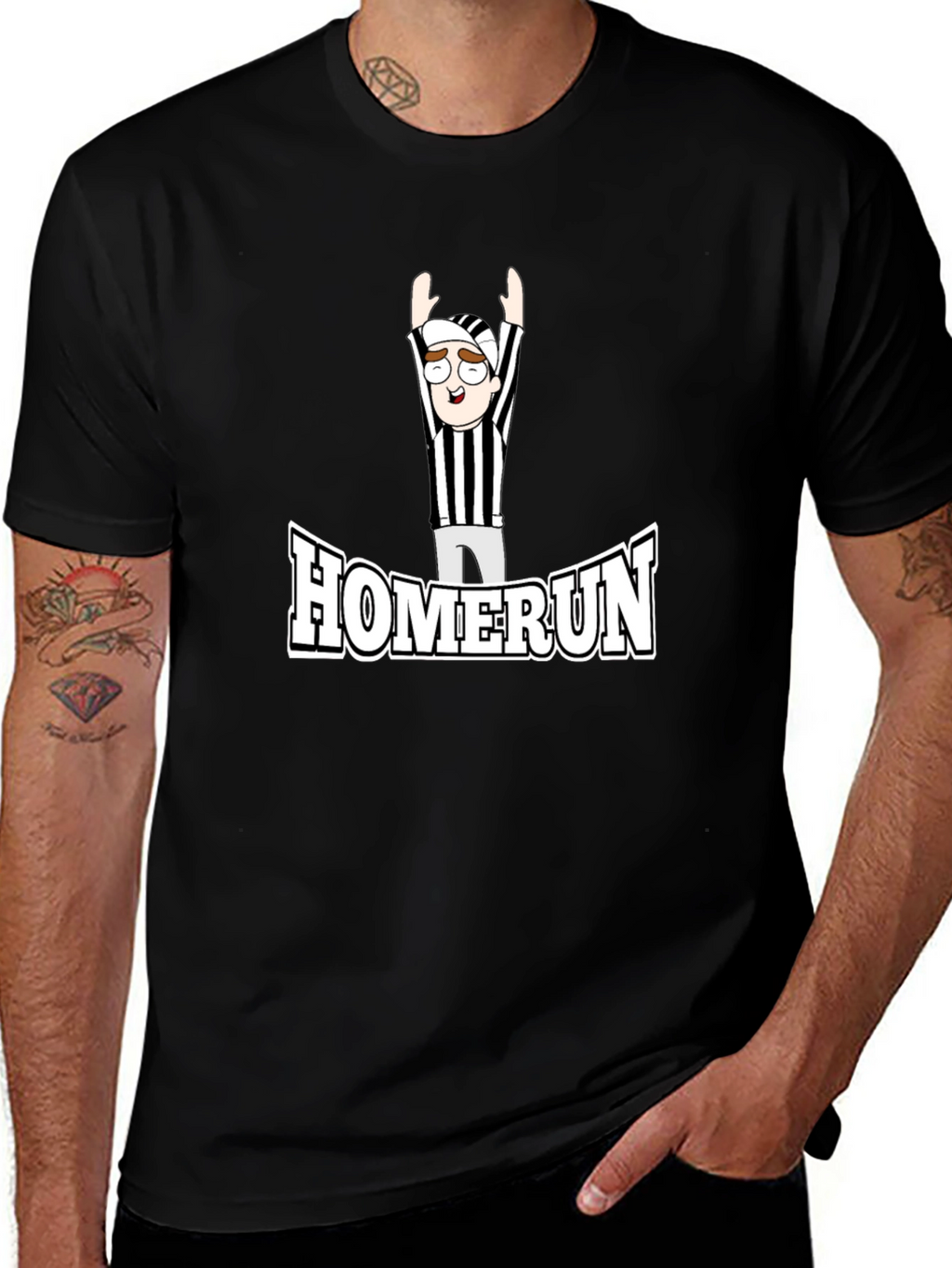 Homerun Referee Cartoon T-Shirt - Black