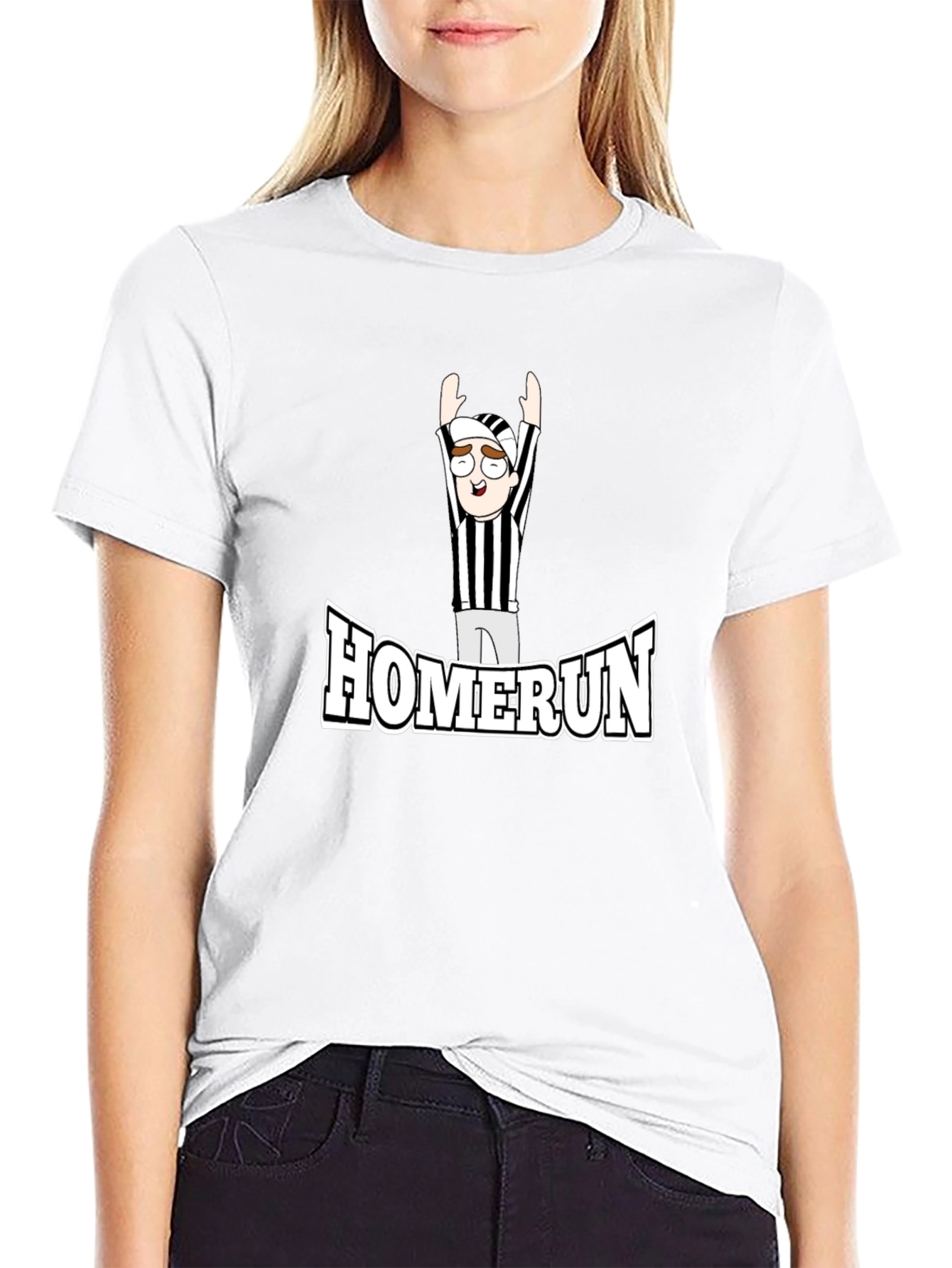 Homerun Referee Cartoon T-Shirt - Black
