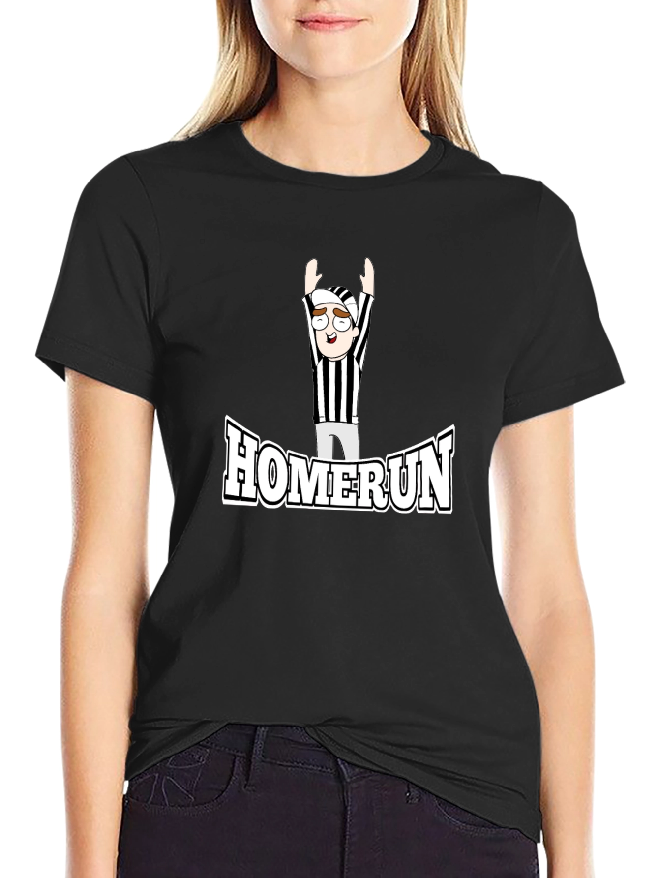 Homerun Referee Cartoon T-Shirt - Black