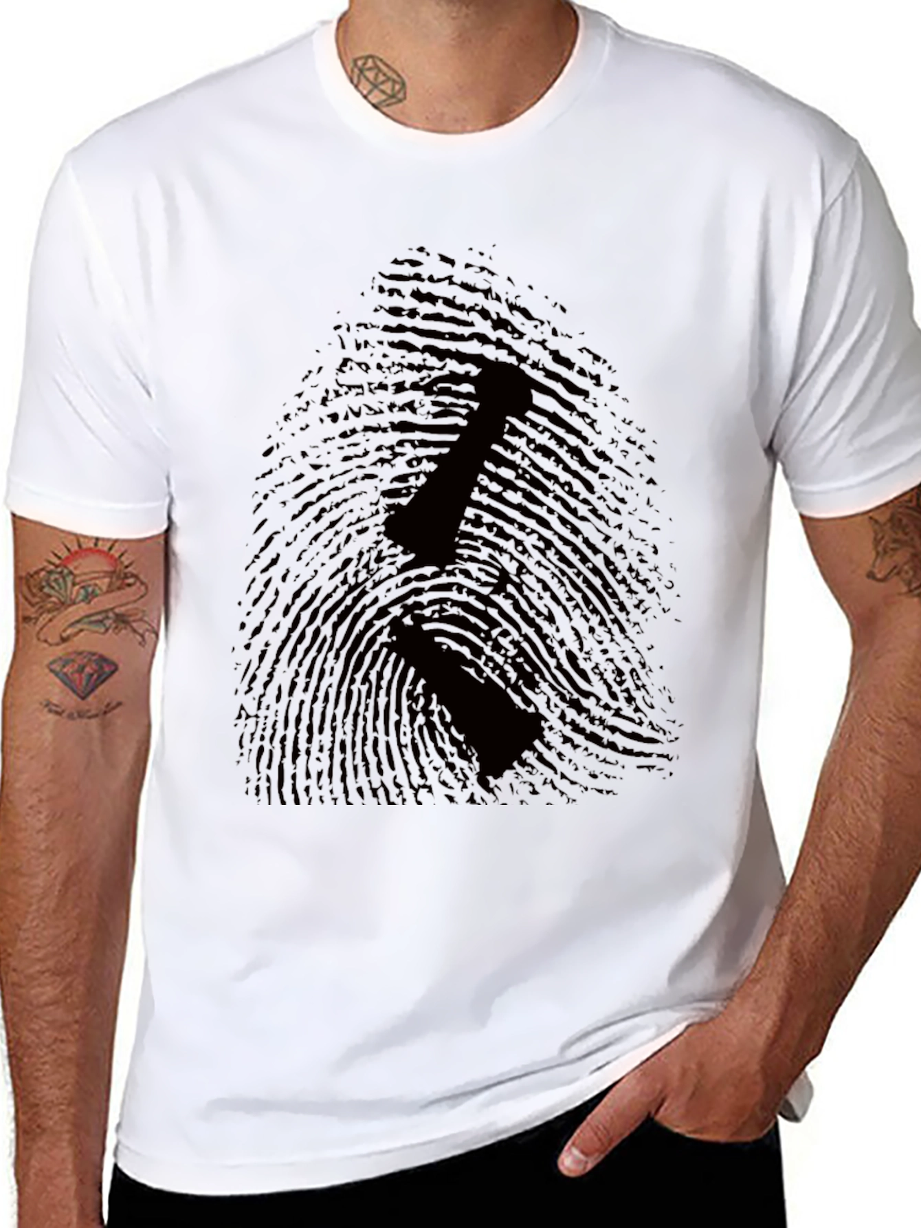 Chess Piece Fingerprint Graphic Tee - Black