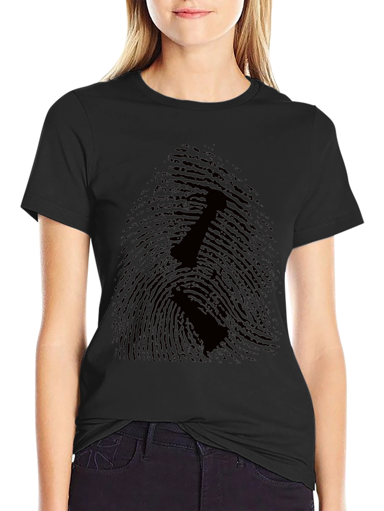 Chess Piece Fingerprint Graphic Tee - Black