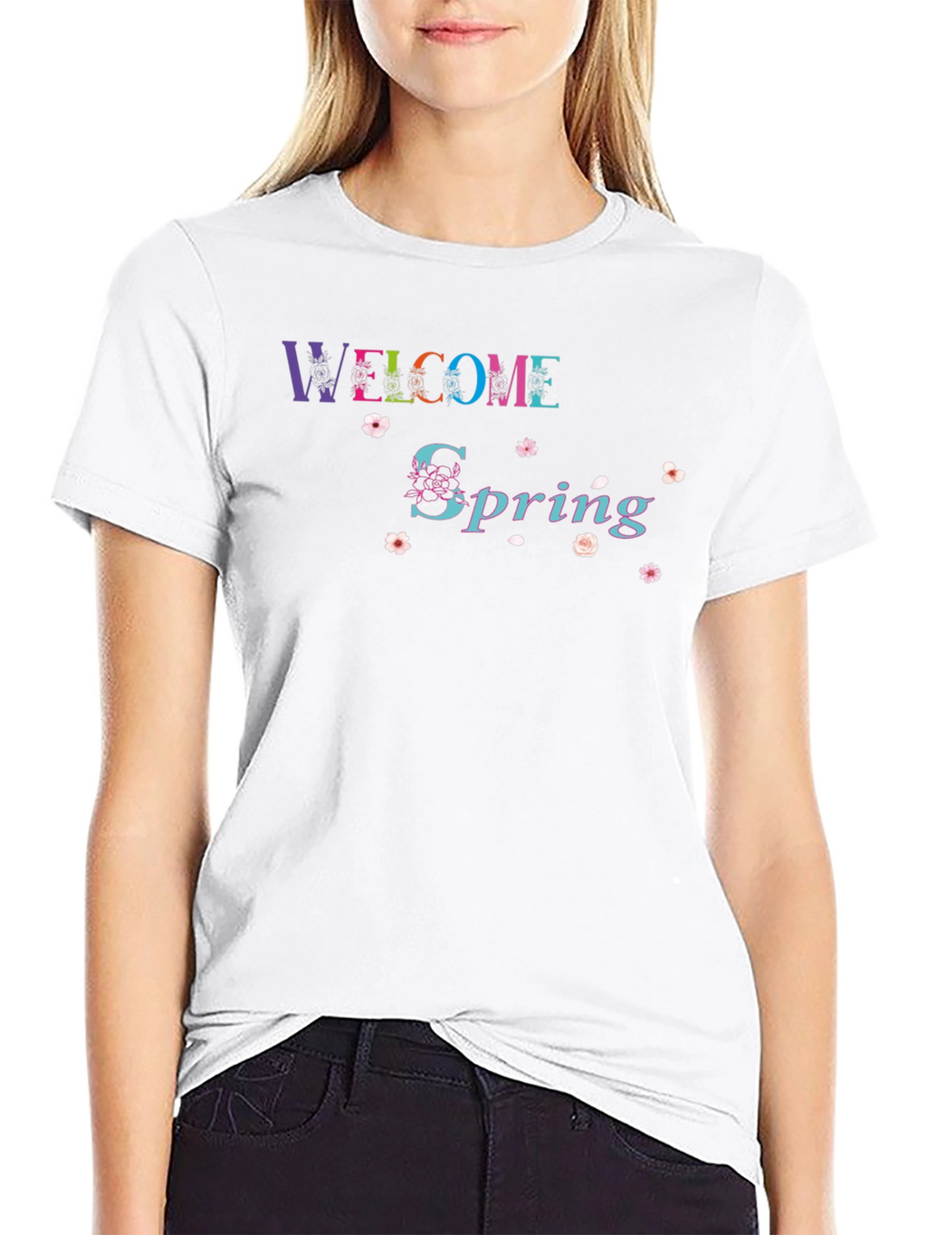 Welcome Spring Black Graphic Tee