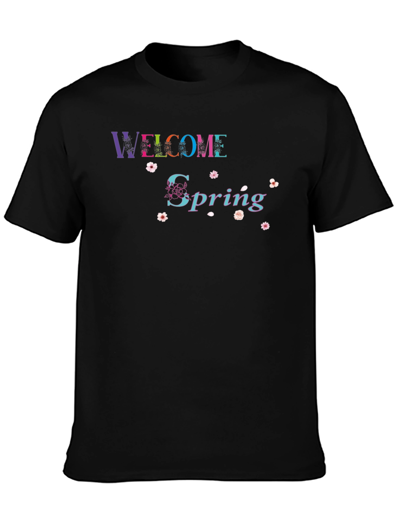 Welcome Spring Black Graphic Tee