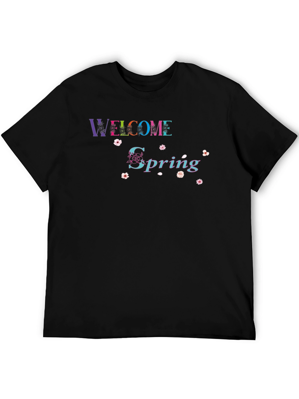 Welcome Spring Black Graphic Tee