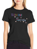 Welcome Spring Black Graphic Tee