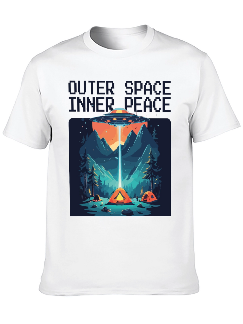 Outer Space Inner Peace UFO Camping T-Shirt