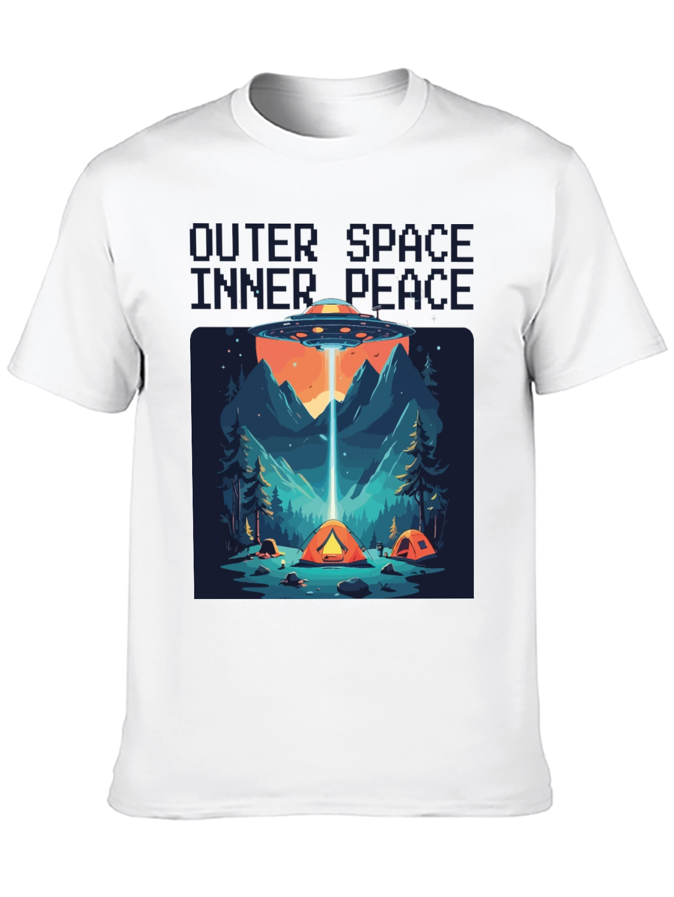 Outer Space Inner Peace UFO Camping T-Shirt