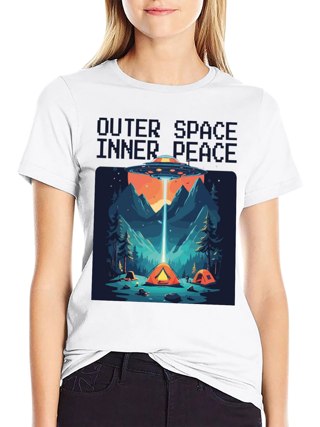 Outer Space Inner Peace UFO Camping T-Shirt