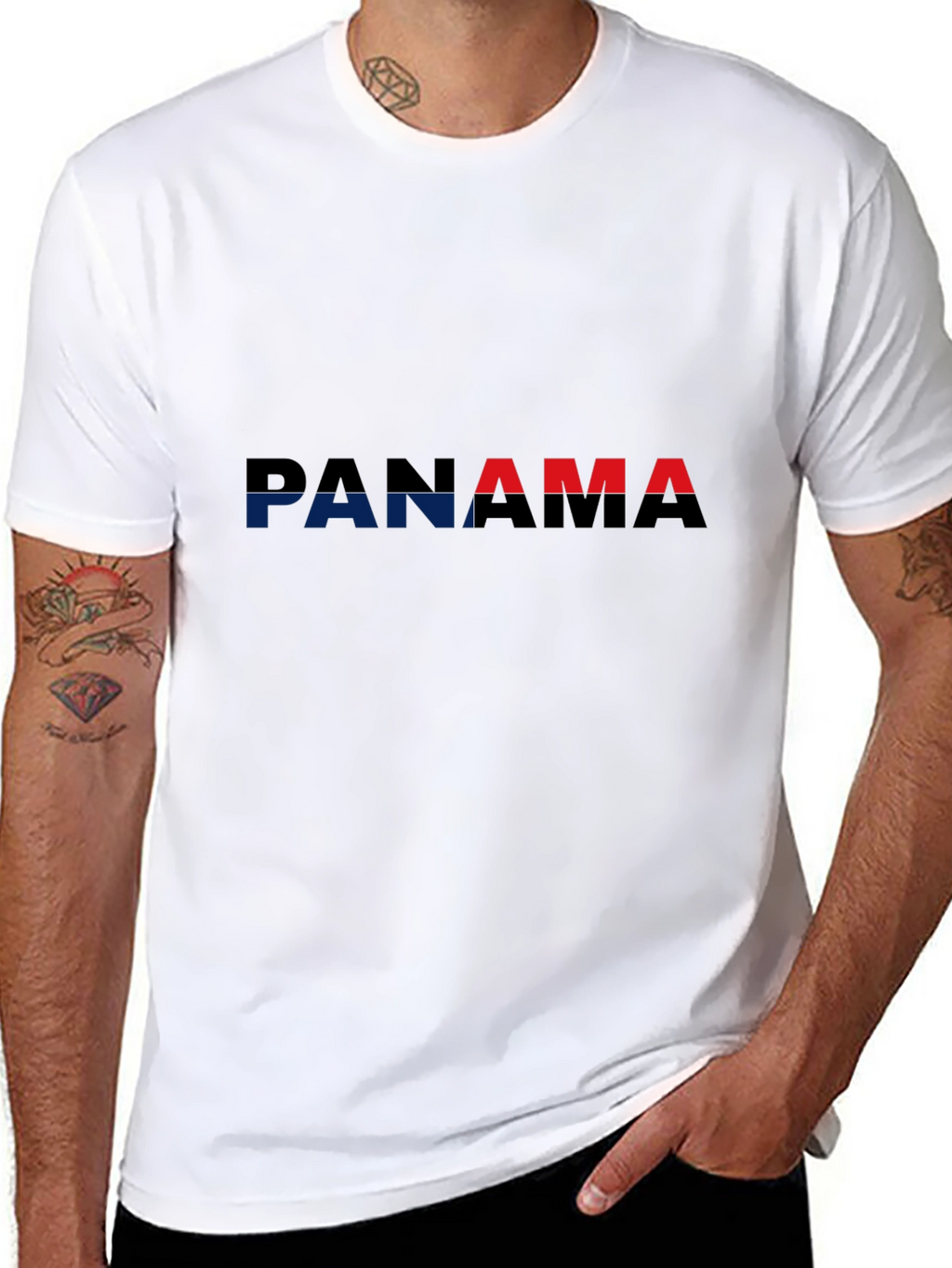 Panama Flag T-Shirt - Black Crew Neck